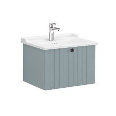 Vitra Root Groove 69362 Lavabo Dolabı, Tek Çekmeceli, 60 Cm, Mat Fiyord Yeşili, Klasik Lavabolu